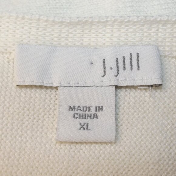 J.JILL Cotton Sweater, XL, Winter white, Long sleeve, Pullover, Crew neck, Ecru - Picture 8 of 10